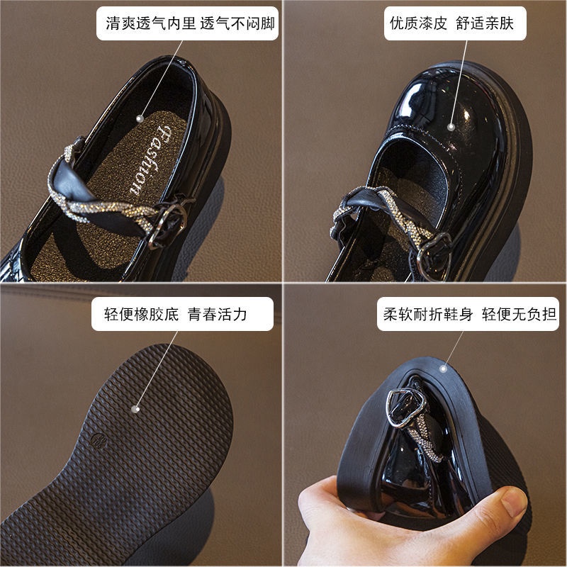 Giày Búp Bê Da Mềm Mũi Tròn Đính Đá Thời Trang Cho Bé Gái