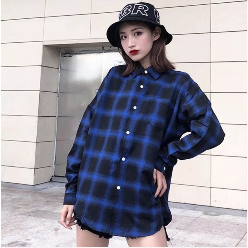 Áo Flannel sơ mi sọc caro đen trắng