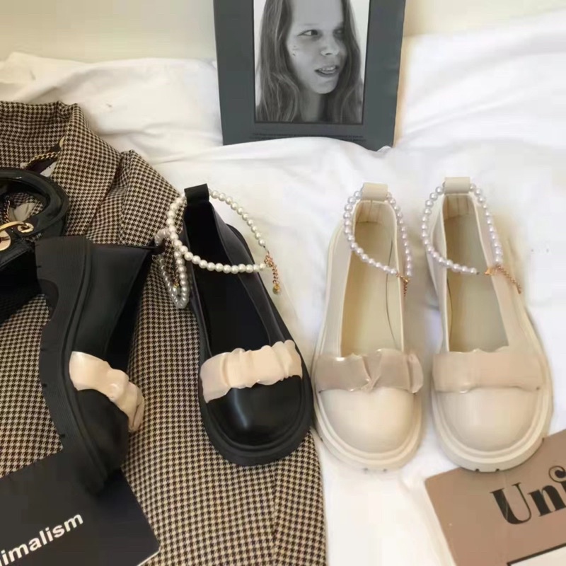 Giày lolita quai ngọc hoạ tiết bèo nhún giá rẻ chất lượng GD008