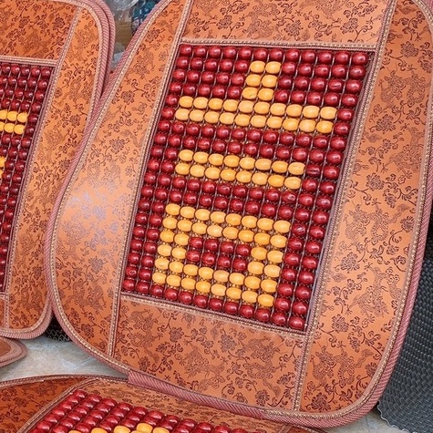 Bộ tựa lưng kèm lót ghế hạt gỗ phối dạ Họa Tiết cao cấp cho ghế ô tô - ghế văn phòng