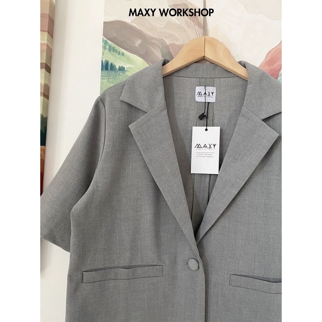 Áo blazer nữ ngắn tay có túi Trendy short blazer Maxy Workshop | BigBuy360 - bigbuy360.vn