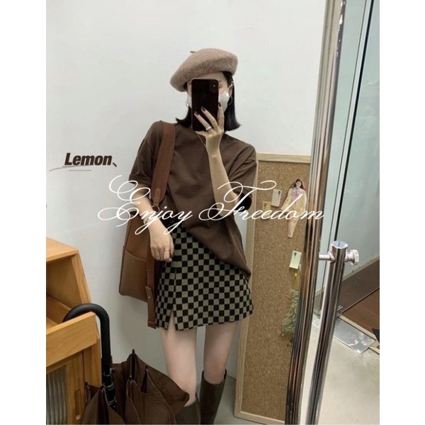 Enjoy Freedom Chân Váy Ôm Hông Họa Tiết Kẻ Sọc Màu Đen Thời Trang Cho Nữ