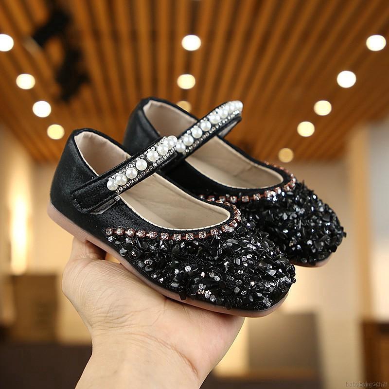 Giày sandal da PU PU chống trơn trượt đính đá thời trang cho bé gái