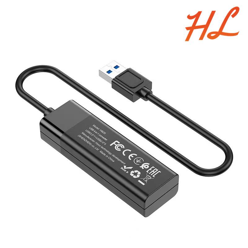 Hub USB Hoco HB25 4 Cổng USB, Dây Dài 30CM - Chính Hãng BH 1 Năm - Hưng Long PC