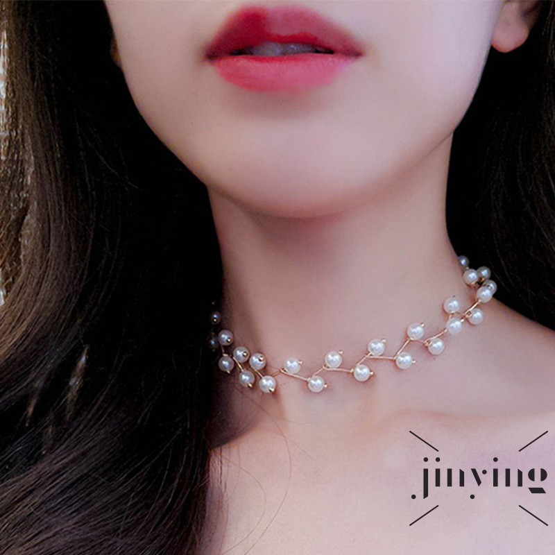 Vòng cổ choker GETNOIVAS đính hạt ngọc trai giả sang trọng cho cô dâu/ đám cưới