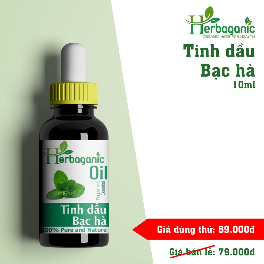 Tinh dầu Bạc Hà - Peppermint Essential Oil, Herbaganic Oil - Tinh dầu thiên nhiên nguyên chất, nhập khẩu trực tiếp