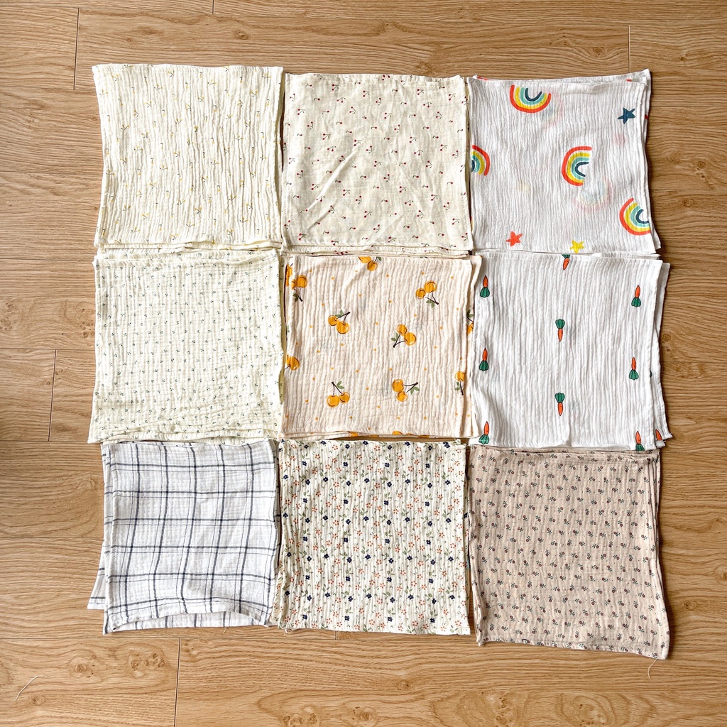 Khăn sữa xô muslin organic Chipmunks, không xù sợi an toàn cho da bé, thấm hút nhanh