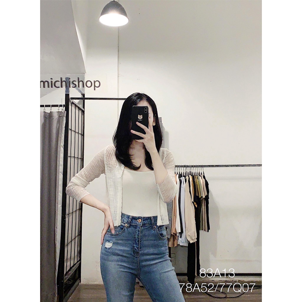 Áo cardigan mỏng dài tay cổ V freesize - 83A13