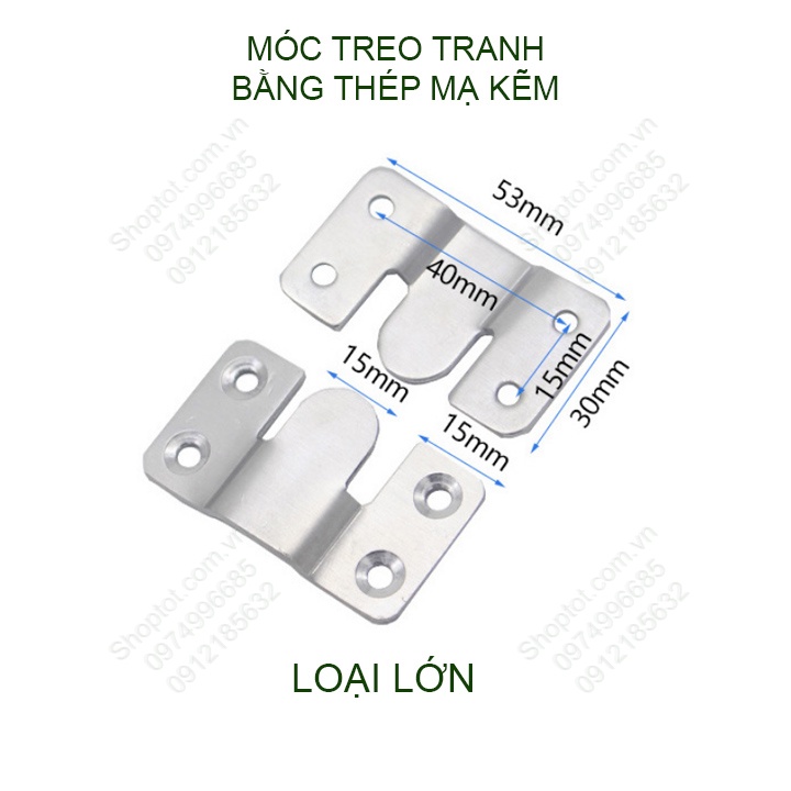 4 miếng  móc treo tranh bằng thép mạ kẽm chống gỉ, có loại lớn nhỏ tùy chọn