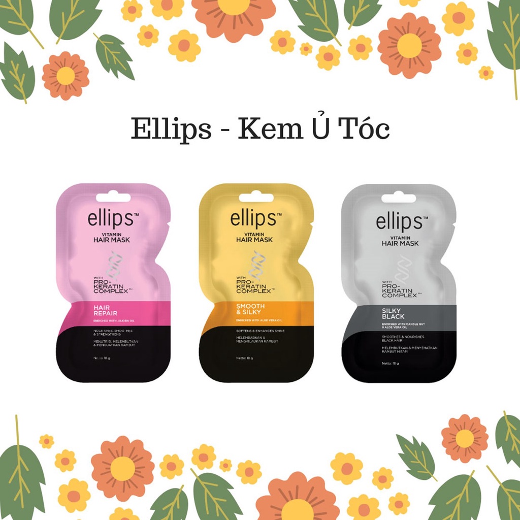 Kem Ủ Tóc Ellips Hair Mask Giúp Tóc Khỏe, Bóng Mượt, Phục Hồi Hư Tổn (18g/20g)