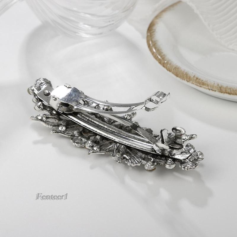 [Fenteer1] Kẹp Tóc Bạc Hình Hoa Sang Trọng Cho Nữ