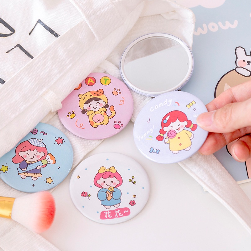 Gương tròn mini cầm tay hình cô gái công chúa cute dễ thương xinh xắn (7cm)