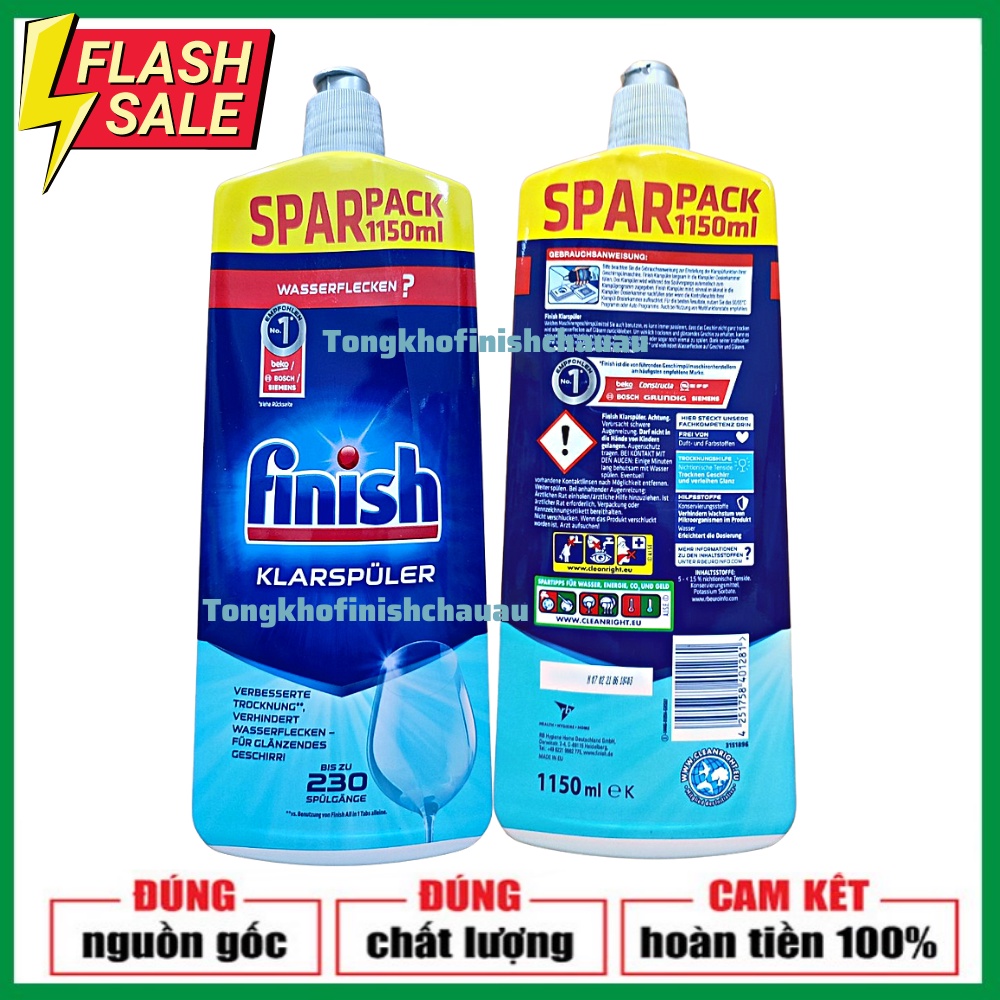 Dầu bóng Finish [chất trợ xả, nước làm bóng cho máy rửa bát]