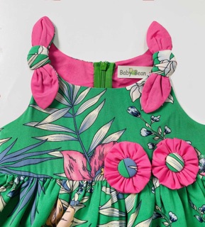 Đầm Lụa Nơ Vai Eo đính Hoa Bé Gái BabyBean (kèm Nón)