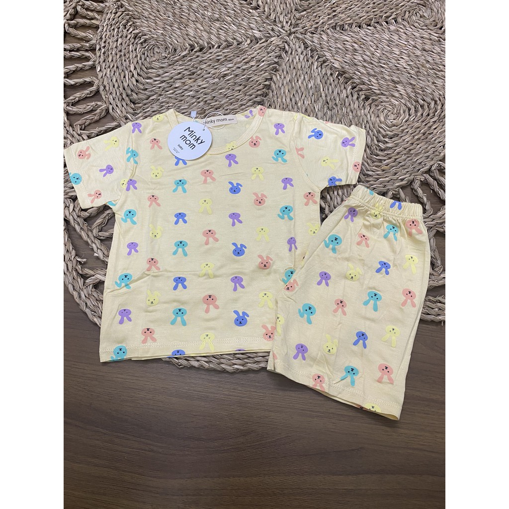 Bộ cộc tay bé thỏ | Bộ quần áo cộc tay Minky Mom chính hãng thun lạnh họa tiết bé thỏ siêu cute | Size 6-20kg