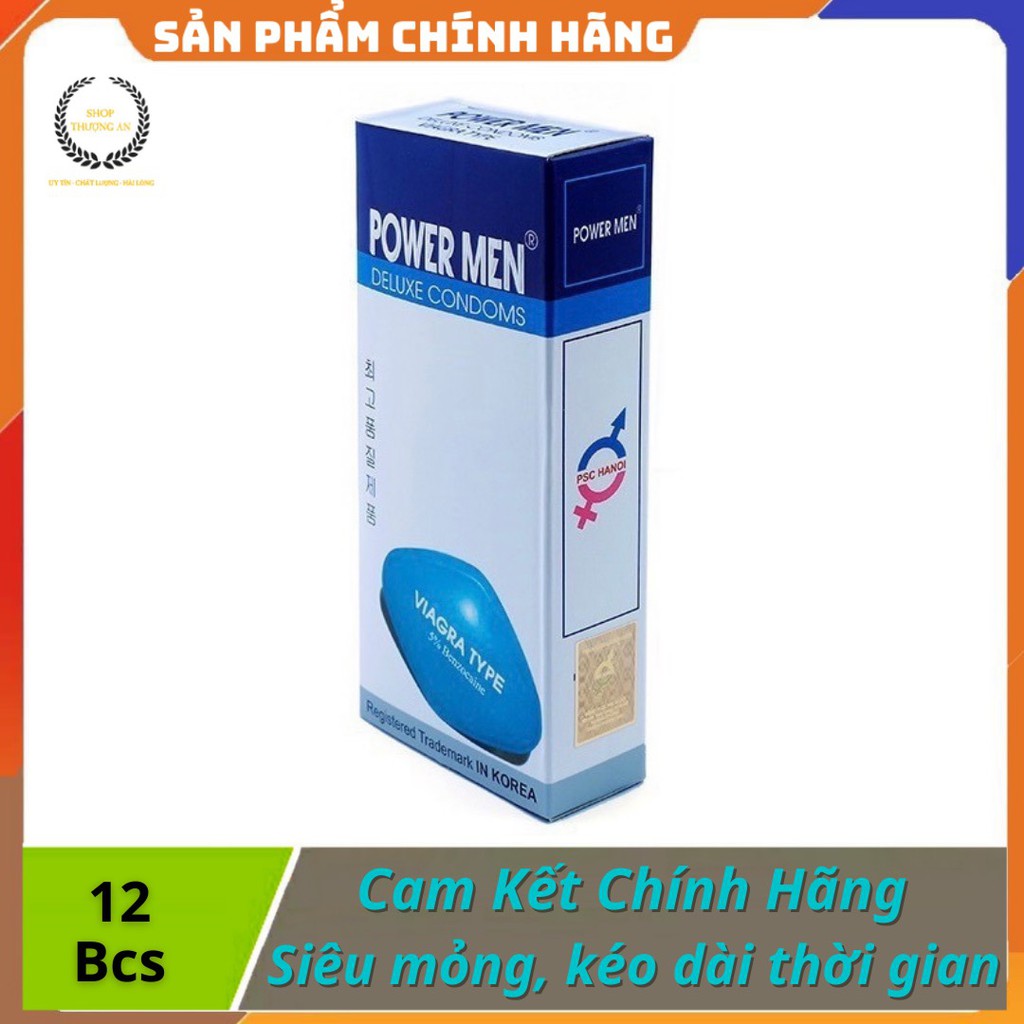 [ GIÁ SỈ ] - Bao Cao Su Powermen Viagra siêu mỏng, kéo dài thời gian Quan hệ, - Hộp 12 cái