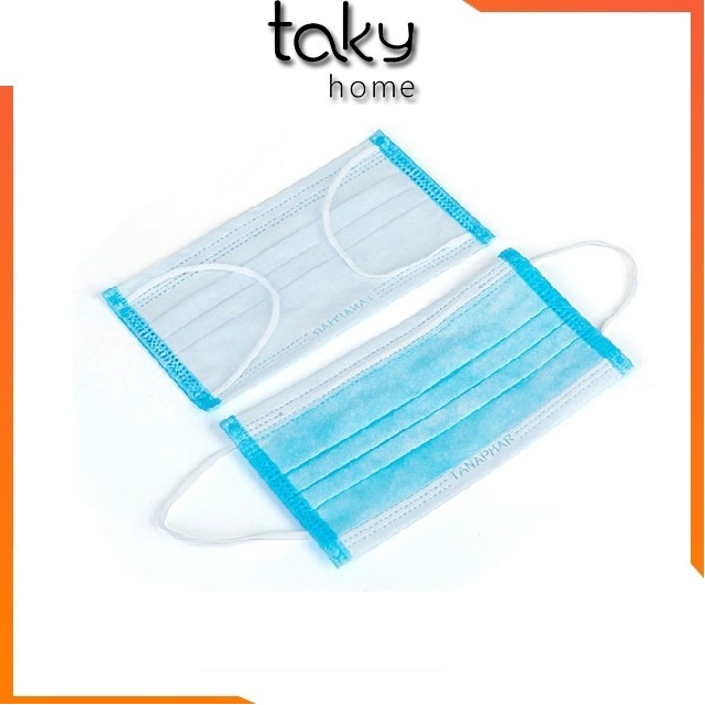 1 Hộp 50 Chiếc - Khẩu Trang Y Tế - Lọc Khuẩn, Lọc Mùi, Lọc Bụi - Loại 3 Lớp, Màu Xanh, An Toàn, Tiện Dụng. TakyHome 7060