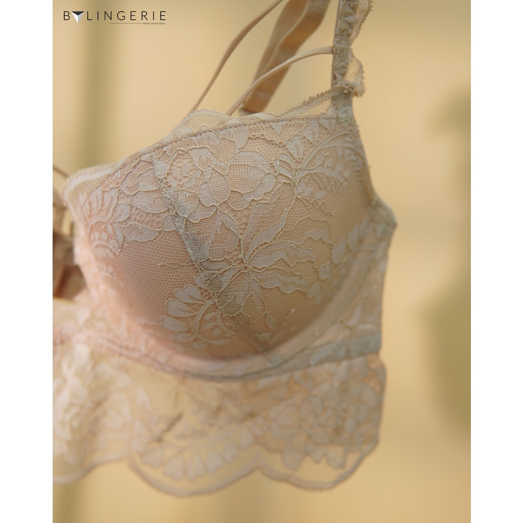 Bộ đồ lót ren nữ BY LINGERIE màu nude có gọng độn mút dày siêu nâng ngực B226 | BigBuy360 - bigbuy360.vn