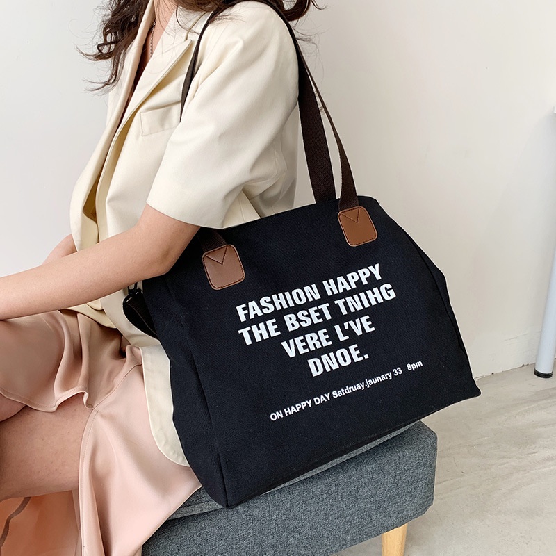 Túi Xách Canvas Cỡ Lớn Thiết Kế Đơn Giản Phong Cách Retro