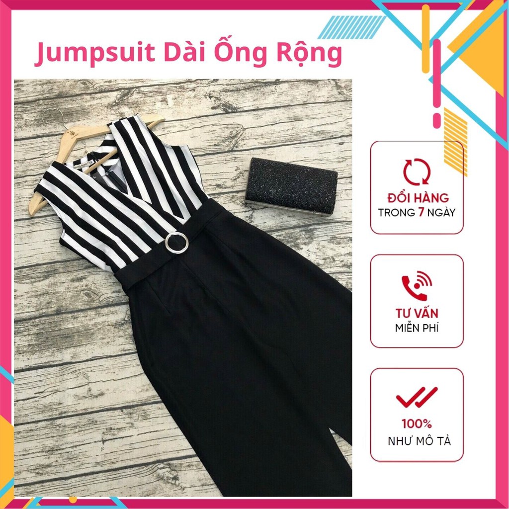 Jum Dài Ống Rộng, Jumpsuit Sọc, Đồ Bay Đẹp, Hàng Thiết Kế, Form Chuẩn, May Kĩ