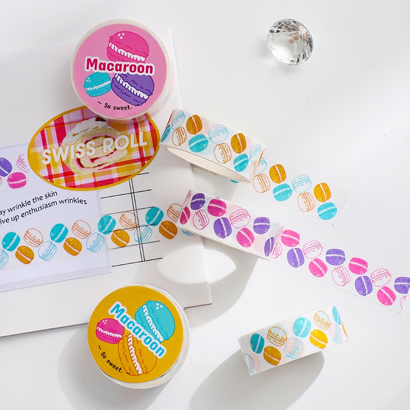 Cuộn băng keo dán trang trí sổ tay nhật ký hình bò sữa macaroom sáng tạo