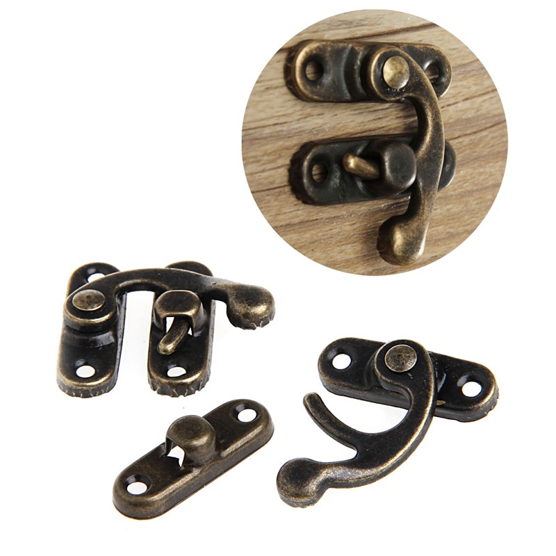 Bộ 12 bản lề móc khóa cổ điển trang trí hộp gỗ/ hộp rượu có ốc vít