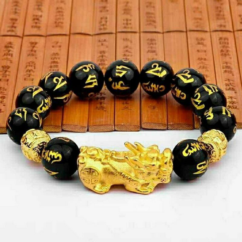 Vòng Tay Hạt Đá Obsidian Đen May Mắn