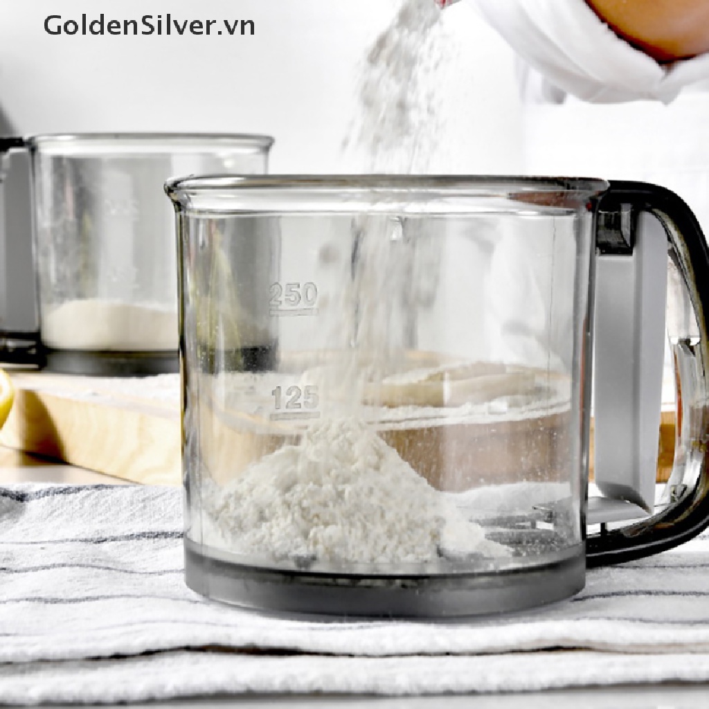 Dụng Cụ Rây Bột Làm Bánh Bằng Nhựa Màu Vàng Bạc
