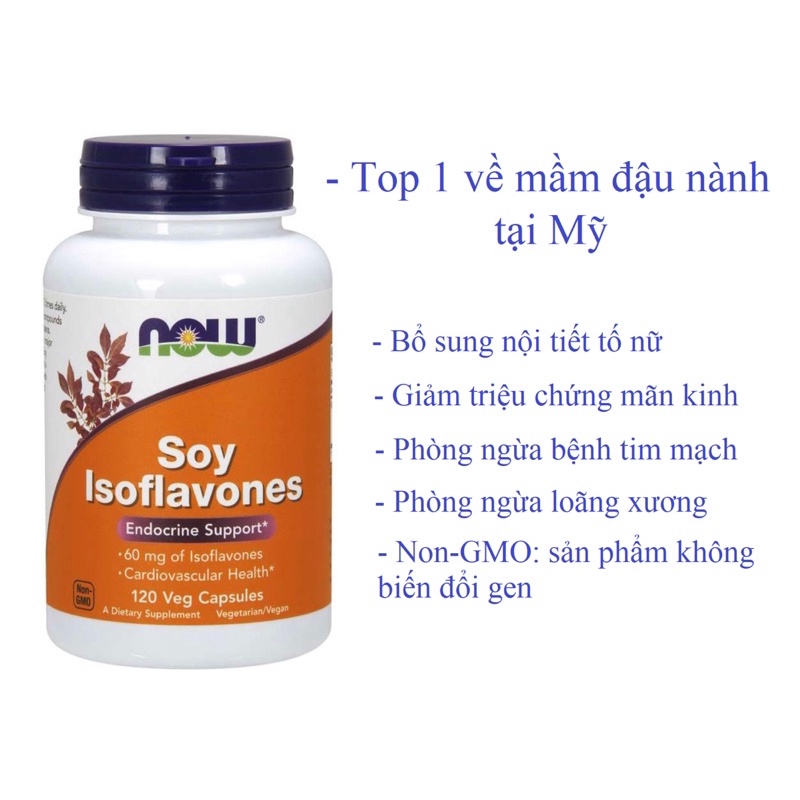 Soy Isoflavone Now 120 viên – Bổ sung nội tiết tố nữ.