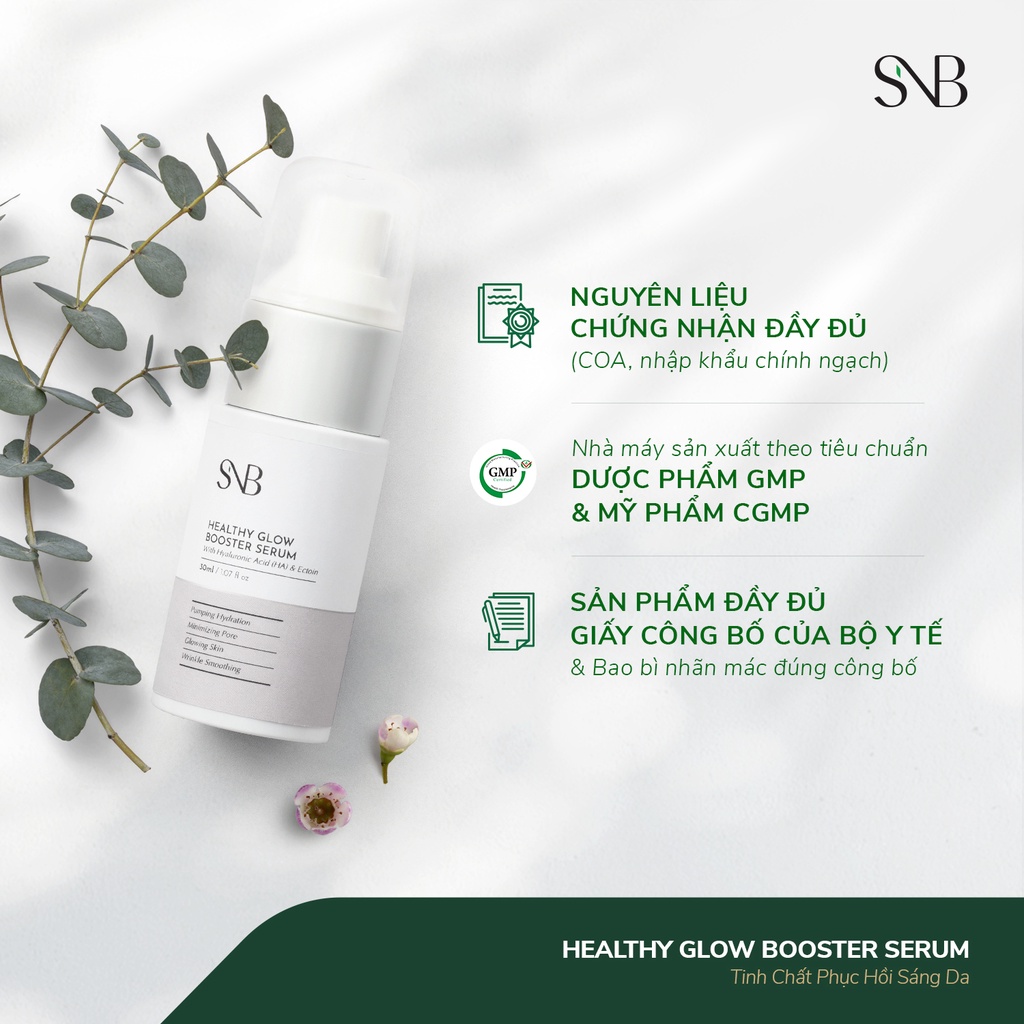 Tinh Chất Phục Hồi Sáng Da HEALTHY GLOW BOOSTER SERUM SNB 30ml Phục Hồi Màng Bảo Vệ Cho Da, Giúp Da Khoẻ Mạnh Căng Bóng