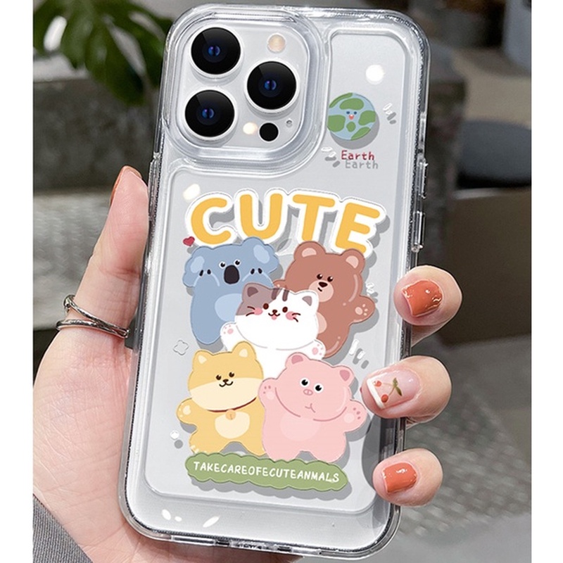 Ốp Điện Thoại Trong Suốt Hình Động Vật Cho iphone 11 13 7 8 Plus 12 13Pro Max X XS Max 7 8 SE 2020