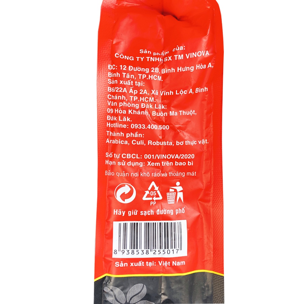 Bịch 500gr Cà phê rang xay pha phin Chồn Ban Mê