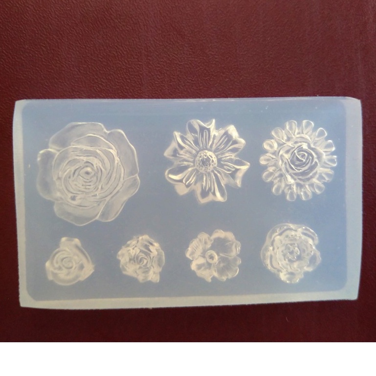 DIY - Khuôn đúc trang sức resin, làm charm trang trí nail - Hoa nhiều kiểu/ Khuôn chữ nhật