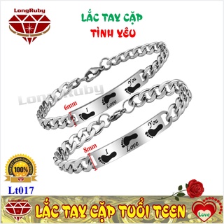 VÒNG TAY DỄ THƯƠNG | LẮC CẶP INOX Chữ I LOVE YOU Hình DẤU CHÂN