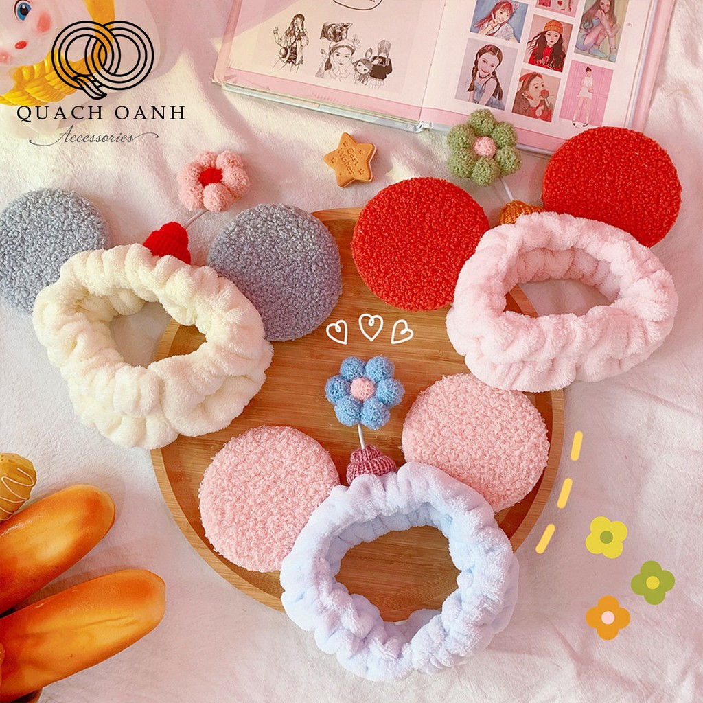 Băng đô hoa tai Mickey phối bông hoa xinh xắn - BOM82