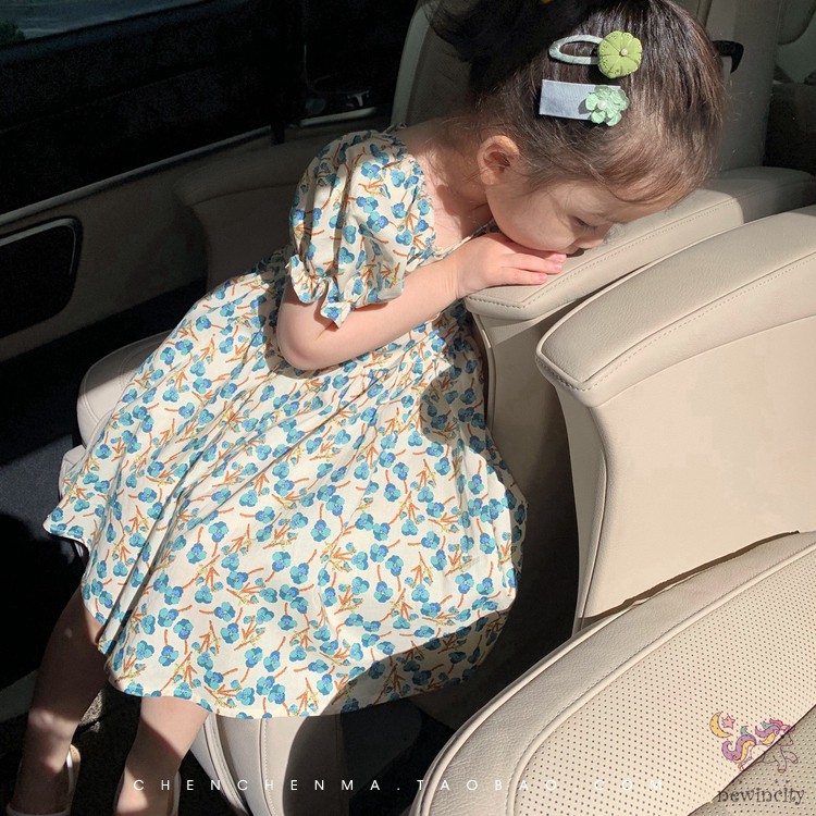 Đầm hoa tay phồng phong cách hàn quốc xinh xắn dành cho bé gái