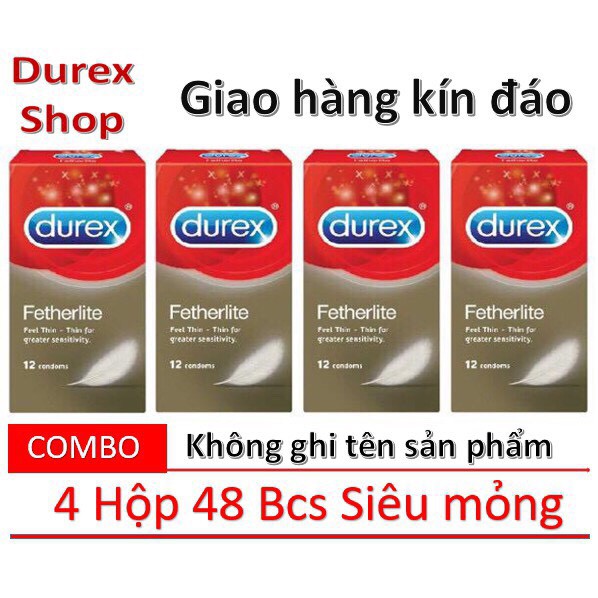 Combo 4 hộp Bao cao su  SIÊU MỎNG Durex Fetherlite 48 cái
