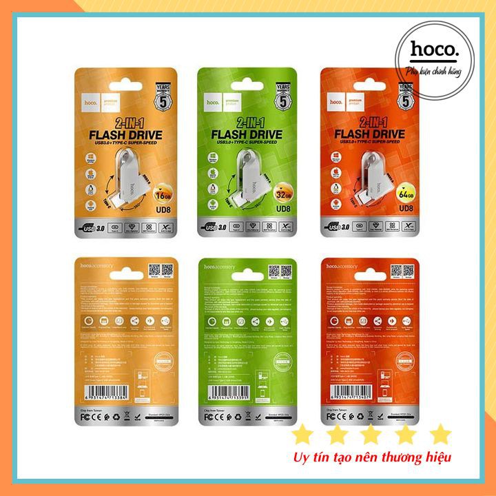 USB 2 Đầu ( USB + TYPE-C ) 3.0 Hợp Kim Kẽm 16/32/64GB Tích Hợp Hoco UD8/ Hoco UD10 - Chính Hãng | BigBuy360 - bigbuy360.vn