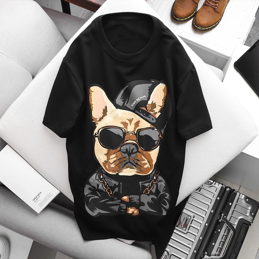 Áo thun in hình BEEBEE DOGS PITBULL đeo kính-DPB001 100% COTTON
