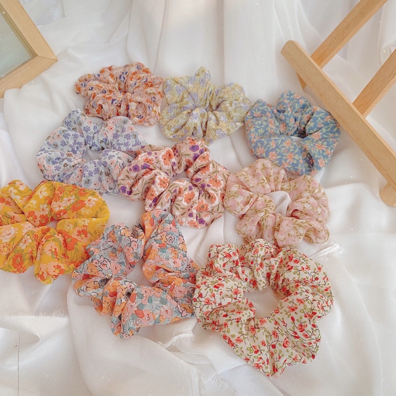 DÂY BUỘC TÓC VẢI SCRUNCHIES SIÊU PHỒNG TIEMMAYKEOKEO, CHẤT LIỆU VOAN TƠ MỀM MẠI NHIỀU MÀU SẮC TONE PASTEL, HÀNG CÓ SẴN