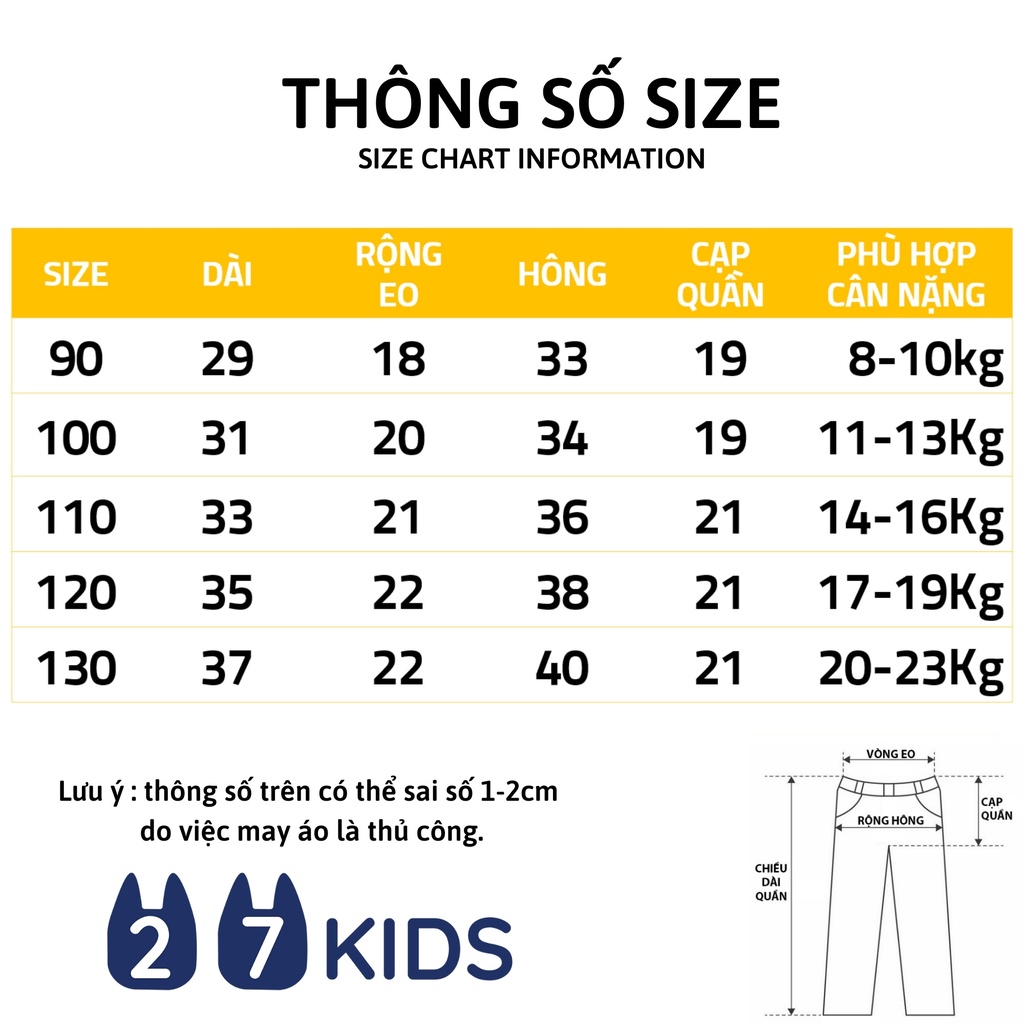 Quần short jean bé trai 27Kids WELLKIDS Quần đùi bò mềm lưng chun nam cho trẻ từ 2-8 tuổi BSJE1