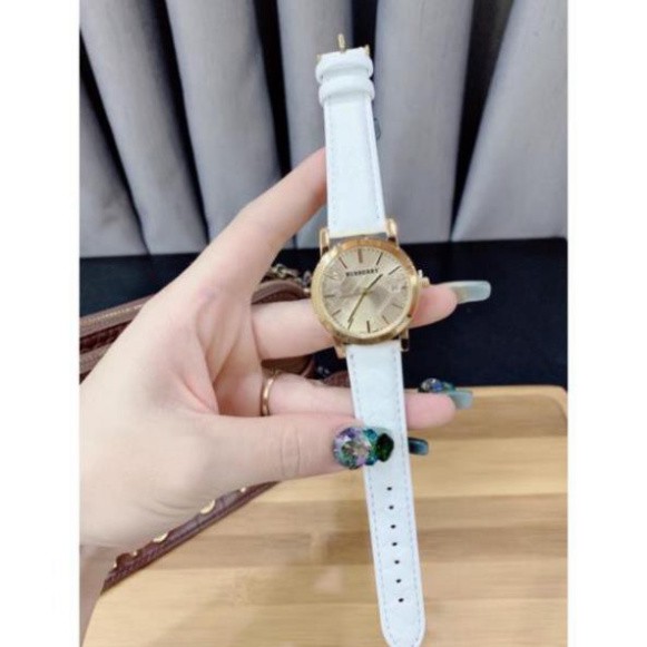Đồng hồ Burberry nữ dây da mặt tròn ba màu cực xinh  Free Ship  - dongho.burberry