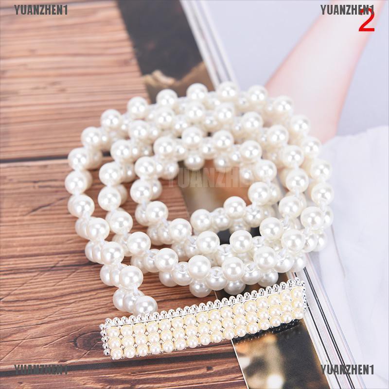 [YUANZHEN1] Thắt Lưng Chuỗi Hạt Ngọc Trai Pha Lê Và Hoa Co Giãn Cho Nữ