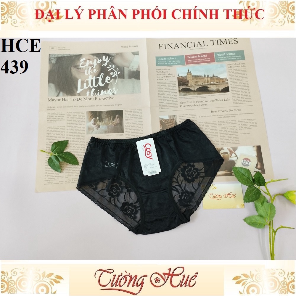 Quần lót nữ Cosy HCE 439 ren thêu hoa lưng cao.