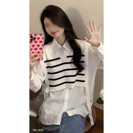 🔥🔥FREESHIP💥SET ÁO SƠ MI KÈM ÁO GILE NGẮN  + ẢNH THẬT