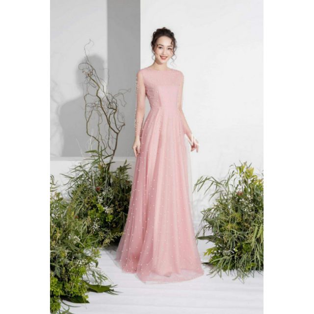 Đầm maxi hội tay dài đính chuỗi về lại sll - kèm ảnh thật thêm size Xl