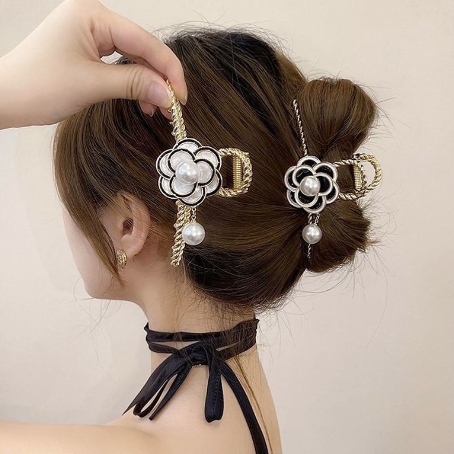 Kẹp Tóc Hoa Đính Ngọc Trai Thanh Lịch Cho Nữ