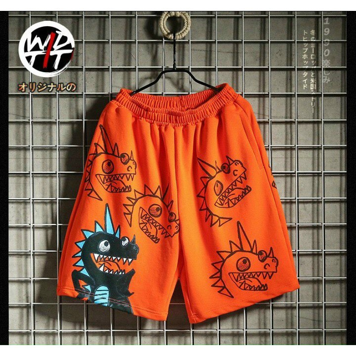 Quần short chất nỉ KHỦNG LONG mềm mịn Quần đùi chất nỉ da cá Nam nữ đều mặc được Co Giãn 4 Chiều Hoạ Tiết