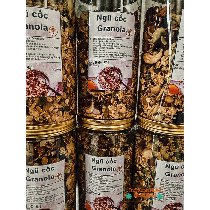 Ngũ cốc dinh dưỡng siêu hạt organic Tẩm mật ong Nguyên hạt Granola, chuyên giảm cân hộp 500g, sản xuất tại DakLak