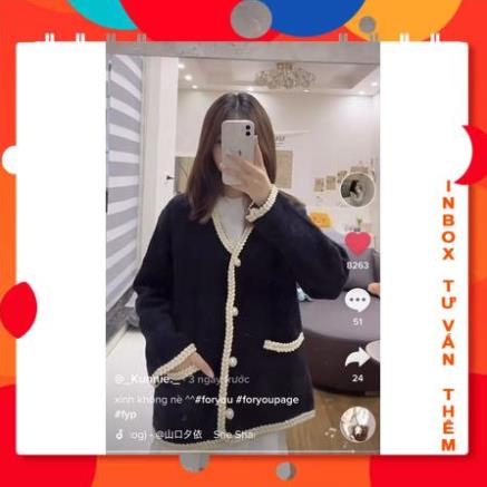 Áo Cadigan Dạ Len Lông Thỏ Cổ Tim Vạt Viền Cúc Tròn VyQuiLaiBR Shop | BigBuy360 - bigbuy360.vn